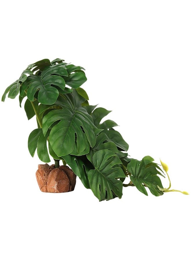 WOLEDOE Reptile Plants for Terrarium, Ball Python Tank Decor Accessories fit Bearded Dragon Crested Leopard Gecko Lizard Chameleon Snake Frog Tortoise Hermit Crab - Fake Monstera - Image 1